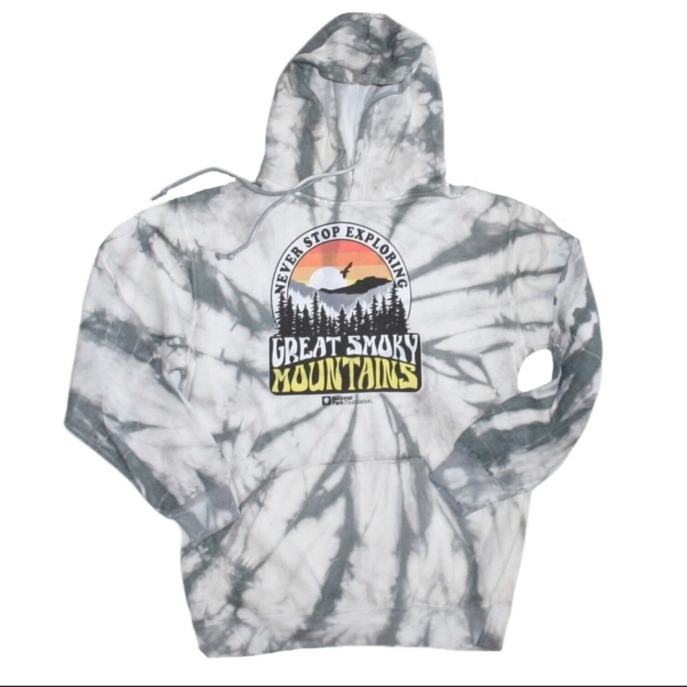 Great Smoky Mountains National Park Never Stop Exploring Tie-Dye Hoodie Size XL